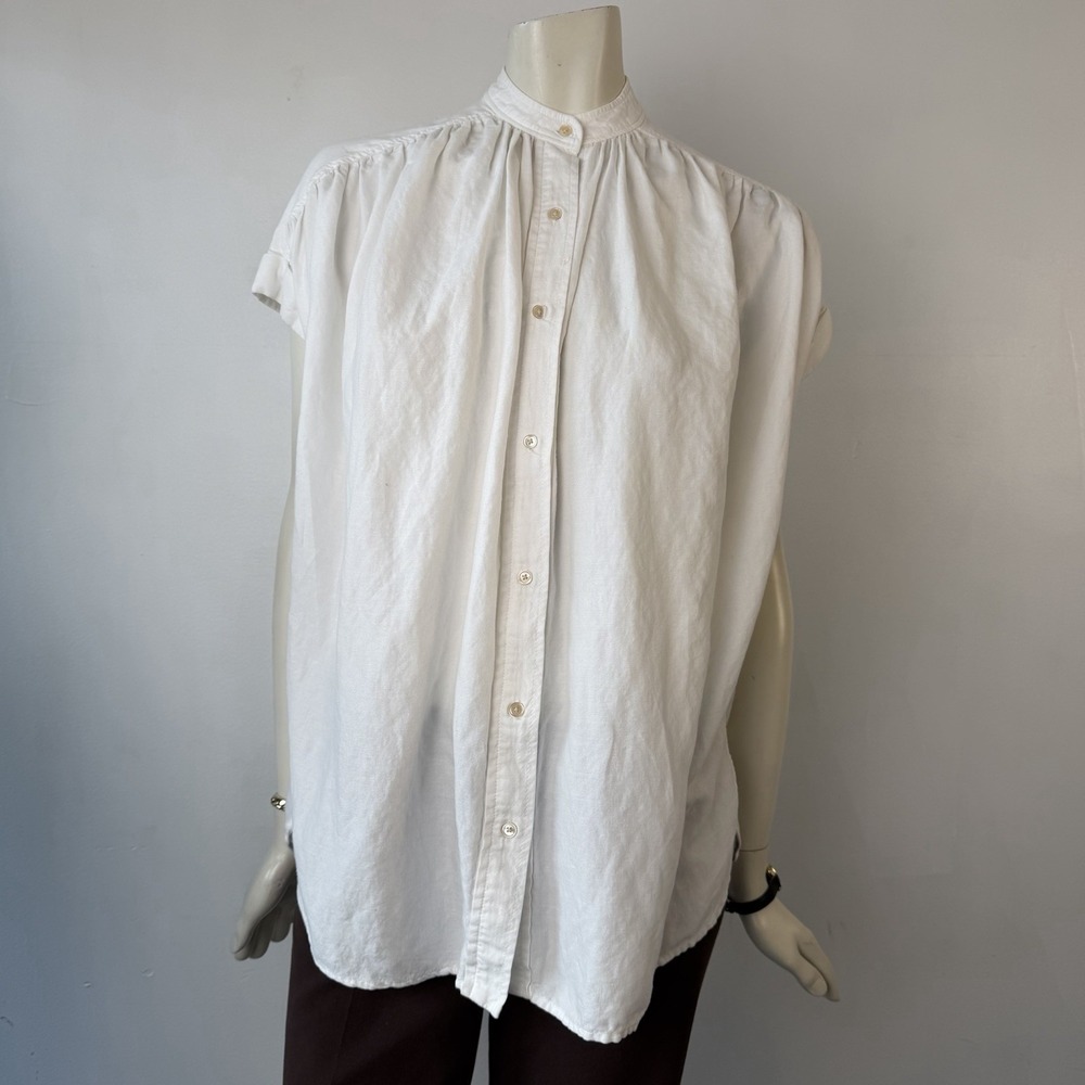 Wilfred Aritzia White Oversized Button Down Blouse Cap Sleeve Regencycore XXS